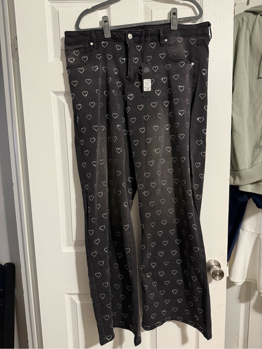 Fashion Nova Black Embellished Wide Leg Jeans